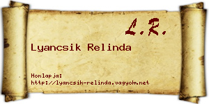 Lyancsik Relinda névjegykártya